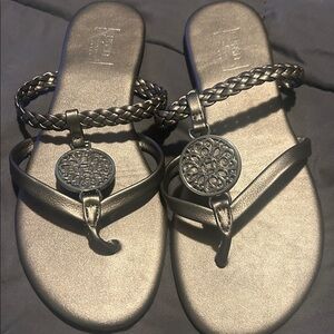 Metallic Sandals with Braided Straps